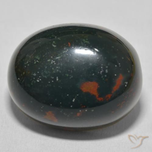 32.22ct 자연스러운 짙은 녹색 혈석, 타원형, 불투명체