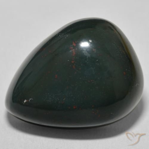 29.36ct 자연스러운 짙은 녹색 혈석, 배 모양, 불투명체