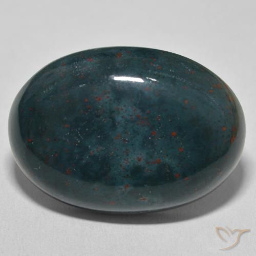32.86ct 자연스러운 딥그린 혈석, 타원형, 불투명체