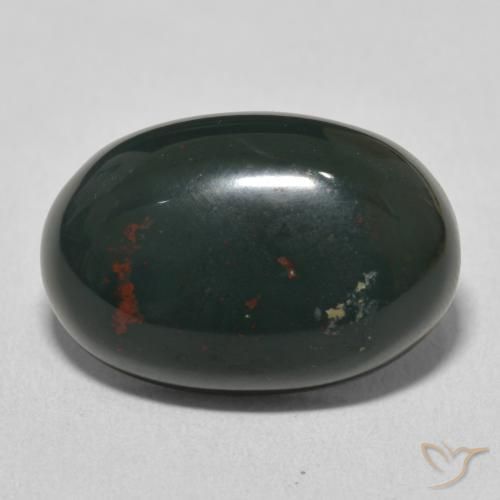 11.01ct 자연스러운 중간 짙은 녹색 혈석, 타원형, 불투명체