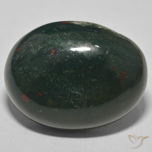 33.61ct 자연스러운 짙은 녹색 혈석, 타원형, 불투명체