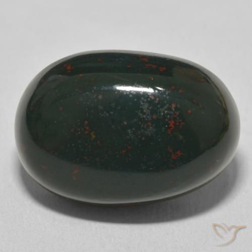 21.39ct 자연스러운 짙은 녹색 혈석, 타원형, 불투명체