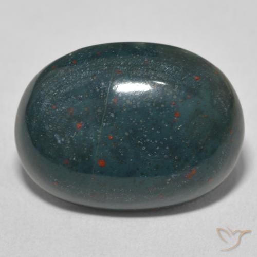 13.24ct 자연스러운 짙은 녹색 혈석, 타원형, 불투명체