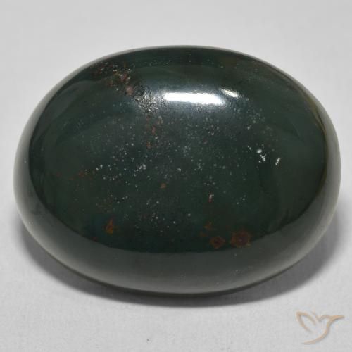 23.59ct 자연스러운 짙은 녹색 혈석, 타원형, 불투명체