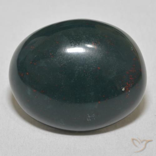 17.00ct 자연스러운 중간 짙은 녹색 혈석, 타원형, 불투명체