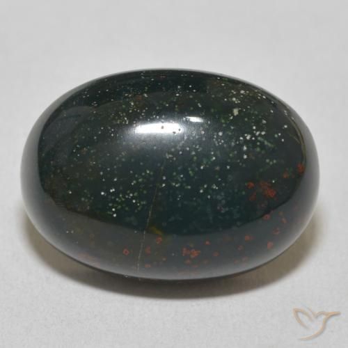 16.56ct 자연스러운 포레스트 그린 혈석, 타원형, 불투명체