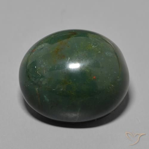 40.68ct 자연스러운 흙빛 녹색 혈석, 타원형, 불투명체