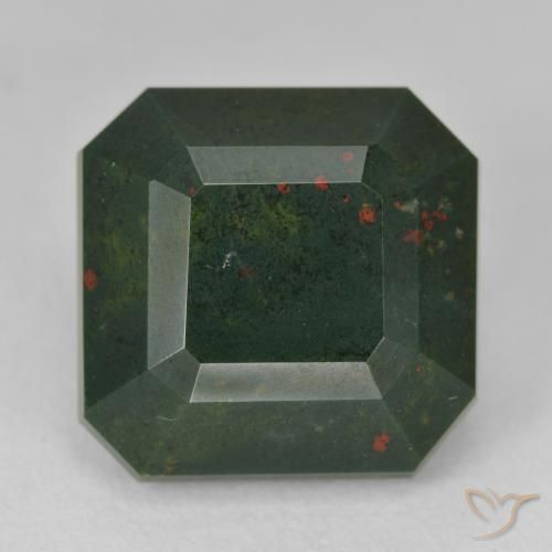 17.25ct 자연스러운 포레스트 그린 혈석, 에메랄드 컷, 불투명체
