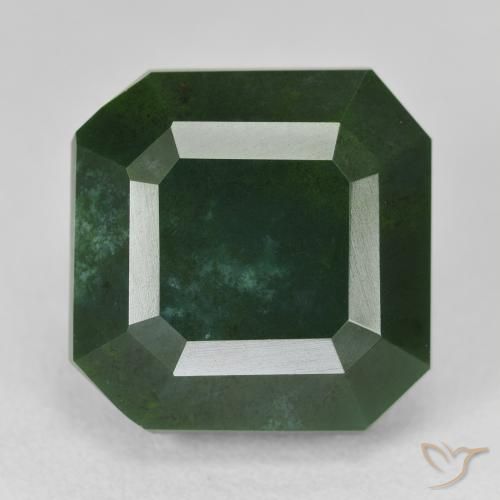 18.72ct 자연스러운 짙은 녹색 혈석, 에메랄드 컷, 불투명체
