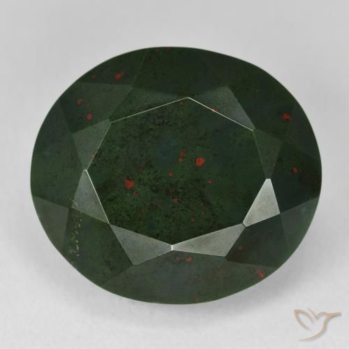 23.63ct 자연스러운 포레스트 그린 혈석, 타원형, 불투명체