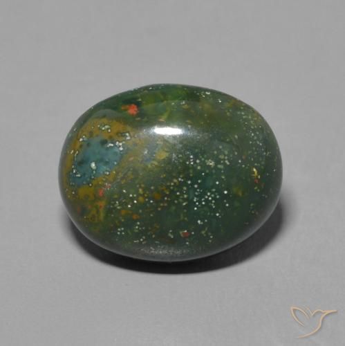 3.32ct 자연스러운 흙빛 녹색 혈석, 타원형, 불투명체