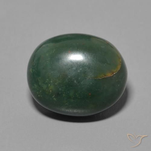 5.96ct 자연스러운 미디엄 그린 혈석, 타원형, 불투명체