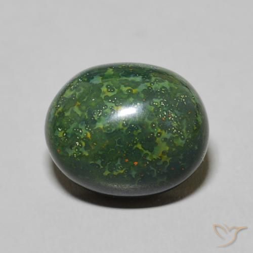 4.93ct 자연스러운 딥그린 혈석, 타원형, 불투명체