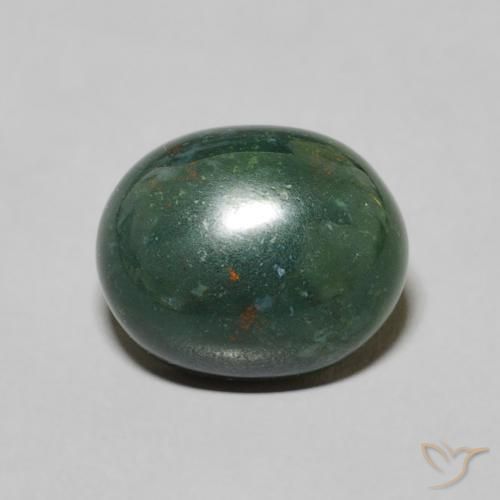 2.45ct 자연스러운 미디엄 그린 혈석, 타원형, 불투명체