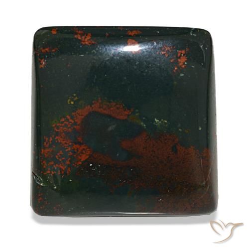 19.71캐럿 천연 여러 가지 빛깔의 녹색 블러드스톤, 스퀘어, 19.5×19 mm, 불투명체