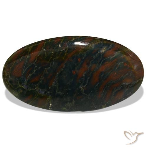 29.47캐럿 천연 다크 그린 블러드스톤, 타원형 컷, 40.2×21.8 mm, 불투명체