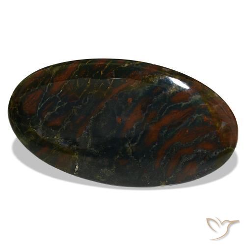 29.47캐럿 천연 다크 그린 블러드스톤, 타원형 컷, 40.2×21.8 mm, 불투명체