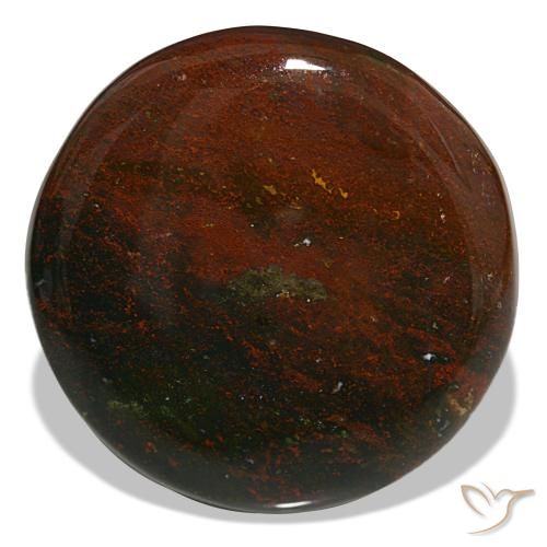 39.86캐럿 천연 녹색과 빨강 블러드스톤, 라운드 컷, 29.12 mm, 불투명체