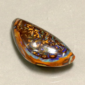 10.16캐럿 천연 멀티컬러 볼더 오팔, 멋진 모양, 21.4×10.5 mm, 불투명체