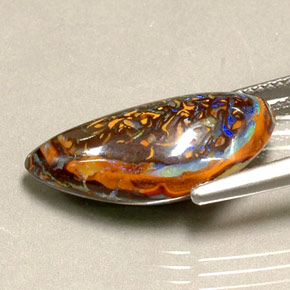10.16캐럿 천연 멀티컬러 볼더 오팔, 멋진 모양, 21.4×10.5 mm, 불투명체