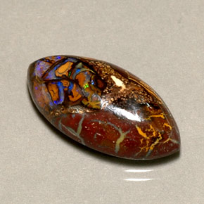 10.92캐럿 천연 멀티컬러 볼더 오팔, 마퀴즈, 21.6×11.1 mm, 불투명체