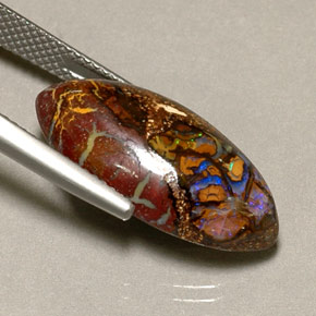 10.92캐럿 천연 멀티컬러 볼더 오팔, 마퀴즈, 21.6×11.1 mm, 불투명체