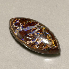 12.35캐럿 천연 멀티컬러 볼더 오팔, 마퀴즈, 22.5×10.8 mm, 불투명체