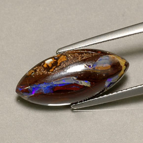 6.17캐럿 천연 멀티컬러 볼더 오팔, 마퀴즈, 19.9×9 mm, 불투명체