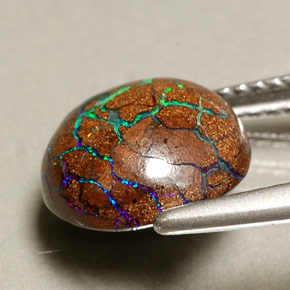 3.75캐럿 천연 다색 볼더 오팔, 라운드 컷, 불투명체