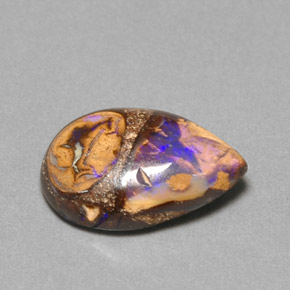 3.22캐럿 천연 멀티컬러 볼더 오팔, 배 모양, 12.7×9.2 mm, 불투명체