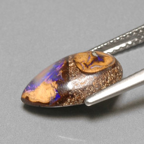 3.22캐럿 천연 멀티컬러 볼더 오팔, 배 모양, 12.7×9.2 mm, 불투명체
