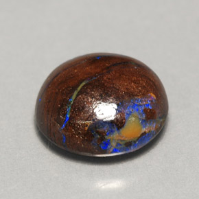 3.11캐럿 천연 멀티컬러 볼더 오팔, 라운드 컷, 9.36 mm, 불투명체