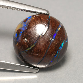 3.11캐럿 천연 멀티컬러 볼더 오팔, 라운드 컷, 9.36 mm, 불투명체