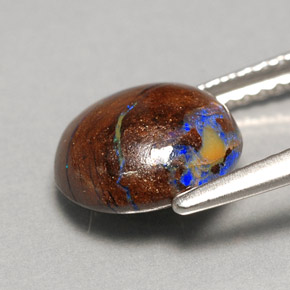 3.11캐럿 천연 멀티컬러 볼더 오팔, 라운드 컷, 9.36 mm, 불투명체