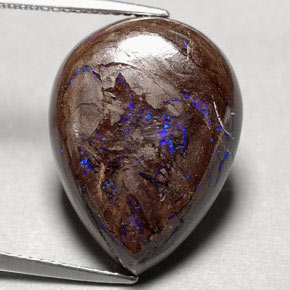 14.97캐럿 천연 멀티컬러 볼더 오팔, 배 모양, 20.2×15.1 mm, 불투명체