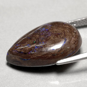 14.97캐럿 천연 멀티컬러 볼더 오팔, 배 모양, 20.2×15.1 mm, 불투명체