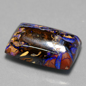 6.50캐럿 천연 멀티컬러 볼더 오팔, 바게트, 14×9.1 mm, 불투명체