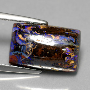 6.50캐럿 천연 멀티컬러 볼더 오팔, 바게트, 14×9.1 mm, 불투명체