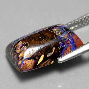 6.50캐럿 천연 멀티컬러 볼더 오팔, 바게트, 14×9.1 mm, 불투명체