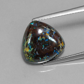 7.96캐럿 천연 멀티컬러 볼더 오팔, 트릴리언, 13.5×13.4 mm, 불투명체