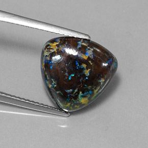 7.96캐럿 천연 멀티컬러 볼더 오팔, 트릴리언, 13.5×13.4 mm, 불투명체