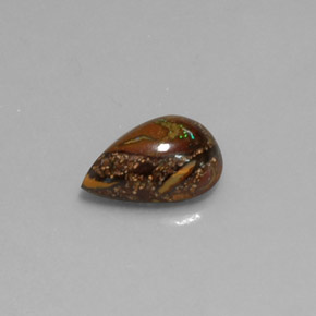 1.88캐럿 천연 멀티컬러 볼더 오팔, 배 모양, 9.8×6.5 mm, 불투명체