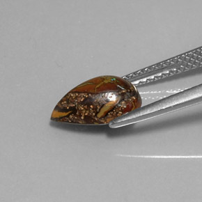 1.88캐럿 천연 멀티컬러 볼더 오팔, 배 모양, 9.8×6.5 mm, 불투명체