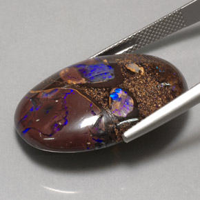 32.09캐럿 천연 다색 볼더 오팔, 타원형 컷, 불투명체