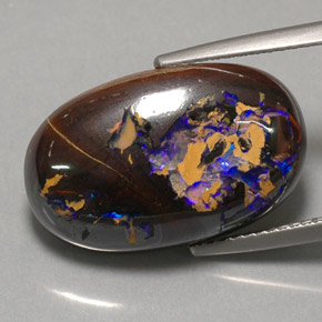 14.18캐럿 천연 멀티컬러 볼더 오팔, 타원형 컷, 20×12.6 mm, 불투명체