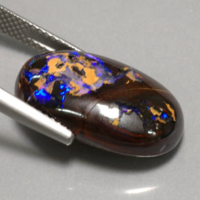 14.18캐럿 천연 멀티컬러 볼더 오팔, 타원형 컷, 20×12.6 mm, 불투명체