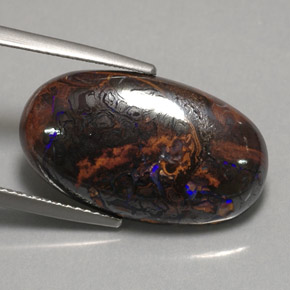 12.97캐럿 천연 멀티컬러 볼더 오팔, 타원형 컷, 21.7×12.6 mm, 불투명체