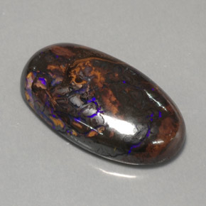 12.97캐럿 천연 멀티컬러 볼더 오팔, 타원형 컷, 21.7×12.6 mm, 불투명체
