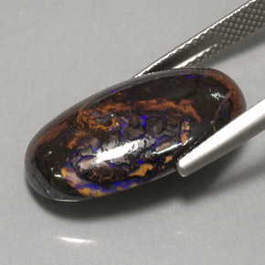 12.97캐럿 천연 멀티컬러 볼더 오팔, 타원형 컷, 21.7×12.6 mm, 불투명체