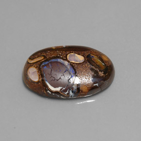 9.28캐럿 천연 멀티컬러 볼더 오팔, 타원형 컷, 18.8×12.6 mm, 불투명체